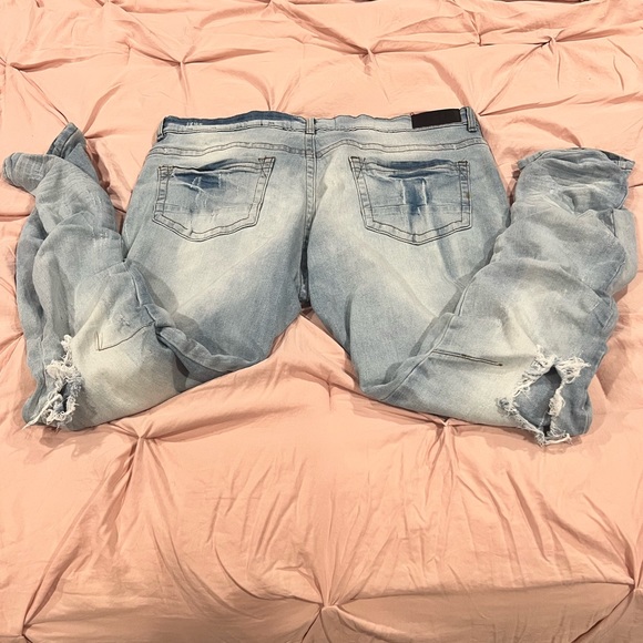 Mens stylish bleached skinny jeans w/ flex waist; Sz 42W - Picture 2 of 6